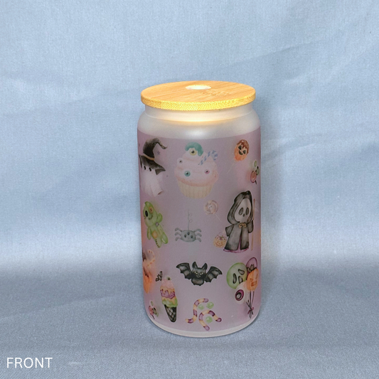 Colored Halloween - Glass Tumbler with Bamboo Lid