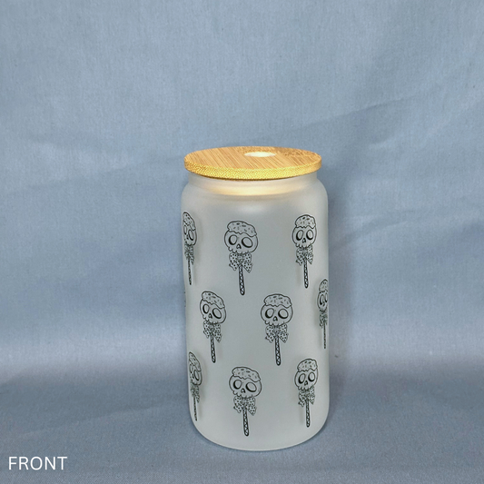 Skull Lollipop - Glass Tumbler with Bamboo Lid