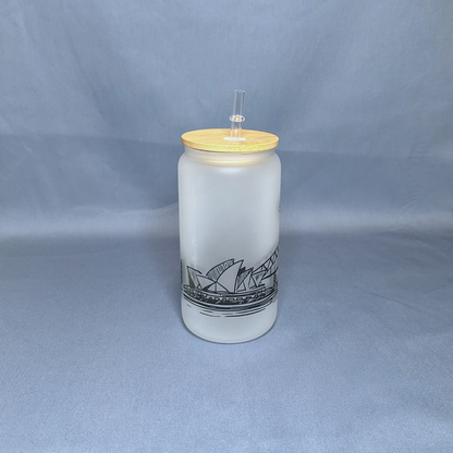 Sydney Harbour Bridge - Glass Tumbler with Bamboo Lid