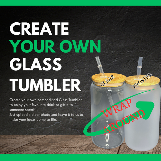 Customisable wrap around Glass Tumbler-SINGLE PHOTO